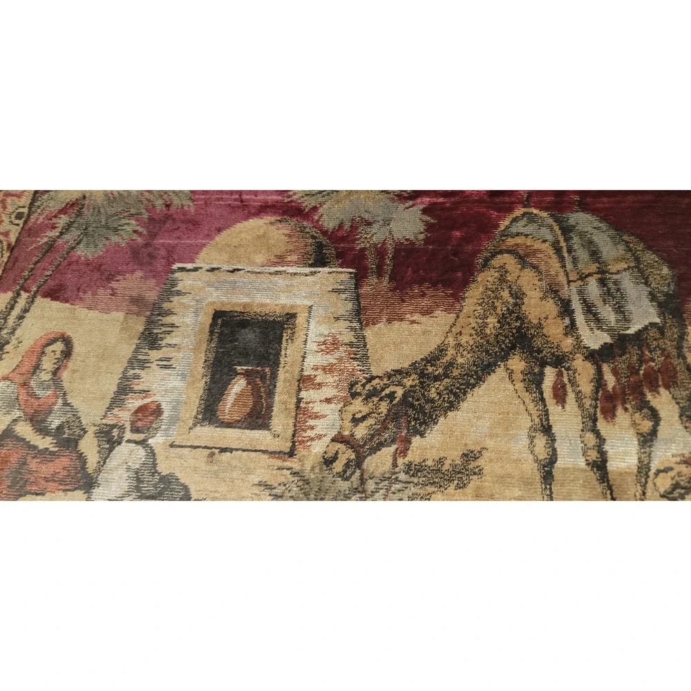 Vintage Nativity Scene Camel Religious Wall Hanging Tapestry Art Decor